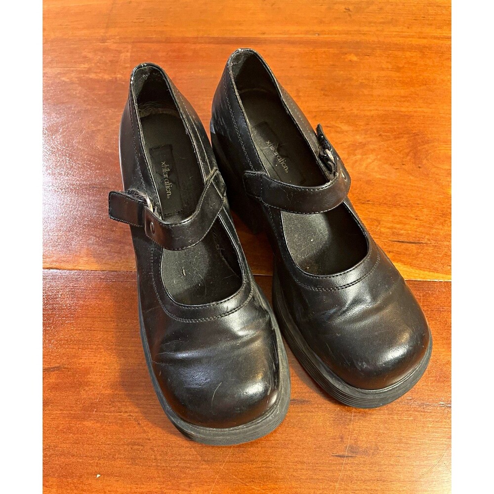 Y2K Xhilaration Women’s Black Mary Jane Faux Leather Round Toe Buckle Straps 6.5